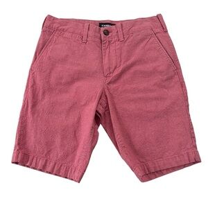 Express Above the Knee Men Salmon Coral Flat Front Chino Shorts Sz 28x9 Cotton